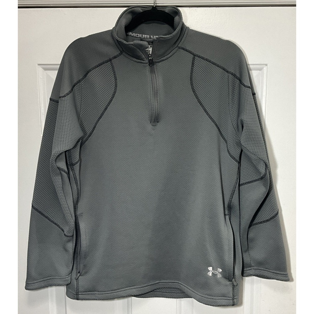 Under Armour All Season Gear Grey Loose 1/4 Zip Pull Over Zipper Pockets Medium